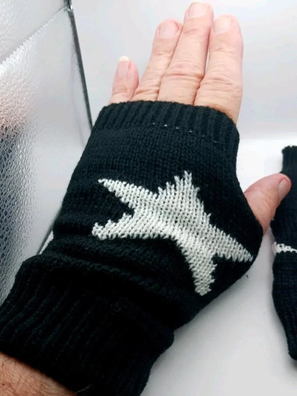 Fingerless  Black Cotton  Gloves  Unisex 2 Pairs  -New